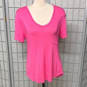 SWS Essentials, Pink V-Neck Women's Top, Size Medium